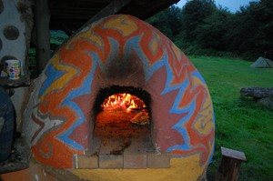 painted oven burning